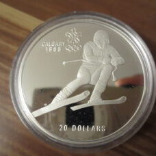 1 oz - Canada 1988 Calgary Olympics - Downhill Skier 1985 PP