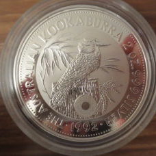 2 Unzen - Australian Kookaburra 1992 Privy Mark "Holey Dollar"