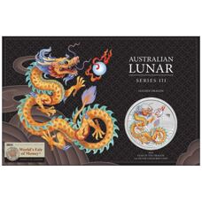 1 Unze - Lunar III Drache 2024 Golden Dragon im Blister