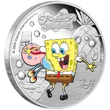 1 Unze - Tuvalu Spongebob & Gary 2024 Proof Colored