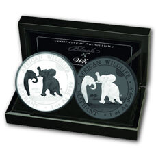 2* 1 Unze - Somalia Elefant 2024 Black & White