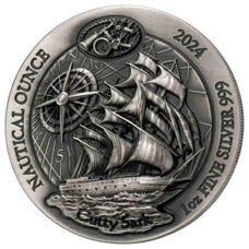 1 Unze - Ruanda "Nautical Ounce" Cutty Sark 2024 Ultra High Relief Antik Finish