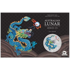 1 Unze - Lunar III Drache 2024 Teal Dragon im Blister