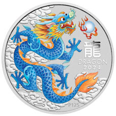 1/2 Unze - Lunar III Drache 2024 Blue Dragon