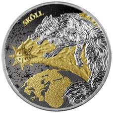 2x 1 Unzen - Germania Mint - Ragnarök: Sköll & Hati Geminus 2024 Ruthenium Gilded