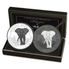 2x 1 oz - Somalie Elephant 2025 Black & White