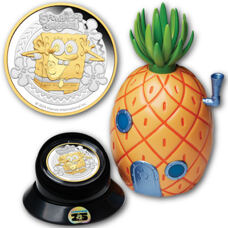 2 Unzen - Tuvalu Spongebob Schwammkopf 2024 Proof Gilded