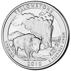 USA - Quarter Dollar - Wyoming Yellowstone National Park 2010 BU