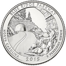USA - Quarter Dollar - North Carolina Blue Ridge Parkway 2015 BU