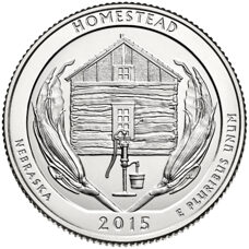 USA - Quarter Dollar - Nebraska Homestead National Monument of America 2015 BU