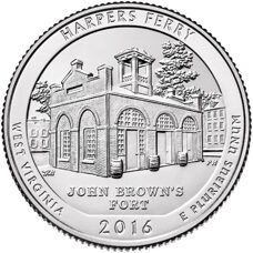 USA - Quarter Dollar - Virginia Harpers Ferry National Historical Park 2016 BU