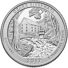 USA - Quarter Dollar - Missouri Ozark National Scenic Riverways 2017 BU