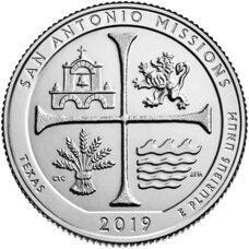 USA - Quarter Dollar - Texas San Antonio Missions National Historical Park 2019 BU