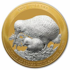 2 Unzen - Neuseeland Kiwi 2022 High Relief - Black Proof Gilded