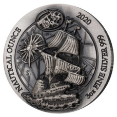 3 Unzen - Ruanda "Nautical Ounce" Mayflower 2020 High Relief Antik Finish