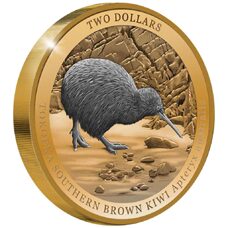 2 Unzen - Neuseeland Kiwi 2023 High Relief - Black Proof Gilded