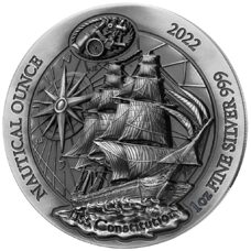 1 Unze - Ruanda "Nautical Ounce" USS Constitution 2022 Ultra High Relief Antik Finish