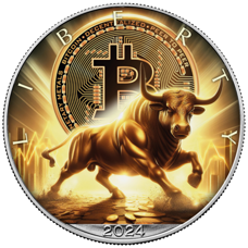 1 Unze - American Eagle "Bitcoin - Bull" 2024 Colored & Gilded