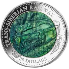 5 Unzen -  Cook Island "Mother of Pearl" Transibirische Eisenbahn 2016 Proof